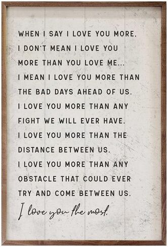 Kendrick Home I Love You Gifts - عندما أقول إنني أحبك أكثر من الخشب الصلب الأبيض، هدايا حب لها أو له، هدية عيد ميلاد أو زفاف للنساء أو الرجال، هدية رومانسية لصديقتك، 25.4 سم × 40.64 سم in Kuwait