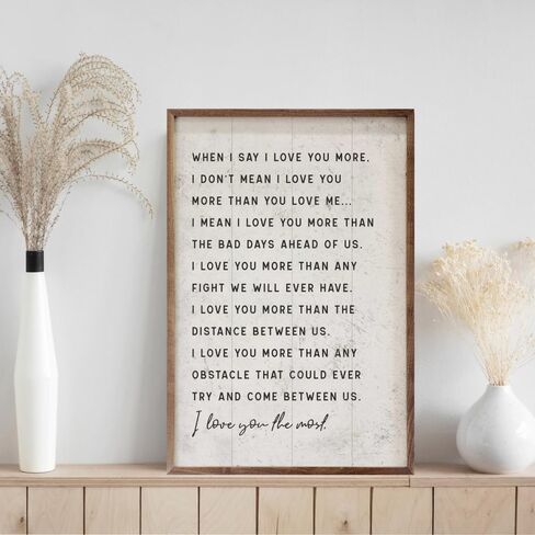 Kendrick Home I Love You Gifts - عندما أقول إنني أحبك أكثر من الخشب الصلب الأبيض، هدايا حب لها أو له، هدية عيد ميلاد أو زفاف للنساء أو الرجال، هدية رومانسية لصديقتك، 25.4 سم × 40.64 سم in Kuwait