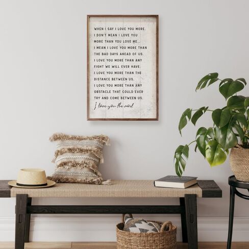 Kendrick Home I Love You Gifts - عندما أقول إنني أحبك أكثر من الخشب الصلب الأبيض، هدايا حب لها أو له، هدية عيد ميلاد أو زفاف للنساء أو الرجال، هدية رومانسية لصديقتك، 25.4 سم × 40.64 سم in Kuwait