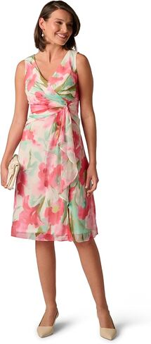 Adrianna Papell Draped Chiffon MIDI Dress in Saudi Arabia
