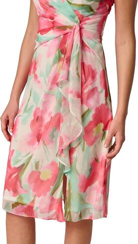Adrianna Papell Draped Chiffon MIDI Dress in Saudi Arabia