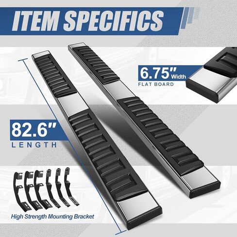 لوحات تشغيل Auto Dynasty 6 بوصات كابينة طاقم لـ 2019-2025 Chevy Silverado GMC Sierra 1500 2500HD 3500HD، قضبان Nerf للسكك الحديدية الجانبية من الفولاذ المقاوم للصدأ، كروم 20 21 22 23 24 in Kuwait