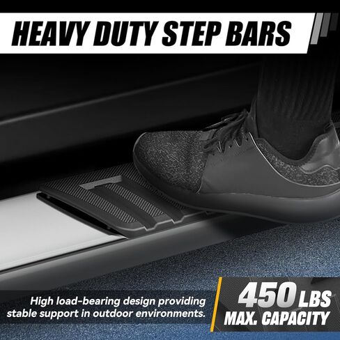 لوحات تشغيل Auto Dynasty 6 بوصات كابينة طاقم لـ 2019-2025 Chevy Silverado GMC Sierra 1500 2500HD 3500HD، قضبان Nerf للسكك الحديدية الجانبية من الفولاذ المقاوم للصدأ، كروم 20 21 22 23 24 in Kuwait