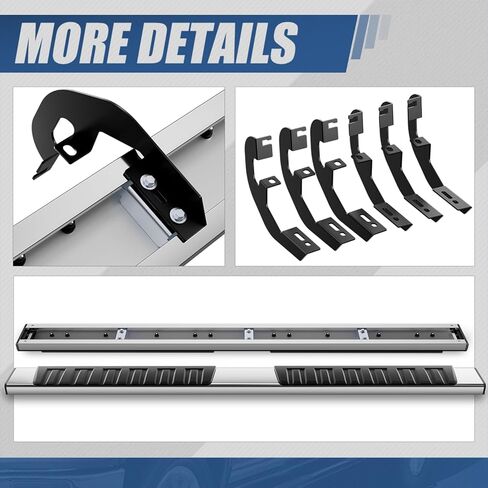 لوحات تشغيل Auto Dynasty 6 بوصات كابينة طاقم لـ 2019-2025 Chevy Silverado GMC Sierra 1500 2500HD 3500HD، قضبان Nerf للسكك الحديدية الجانبية من الفولاذ المقاوم للصدأ، كروم 20 21 22 23 24 in Kuwait