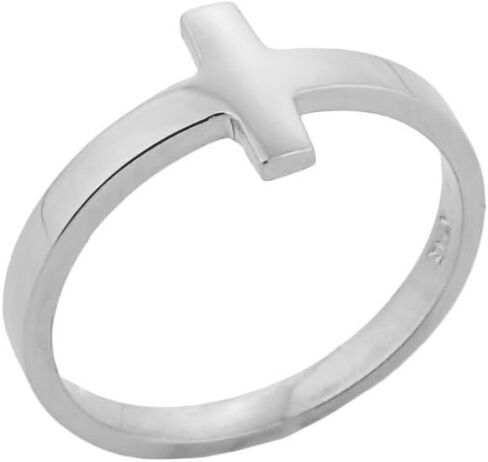 Fine 925 Sterling Silver Mid Finger Band Sideways Cross Knuckle Ring in Saudi Arabia