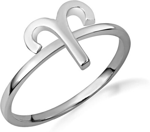 Astrology Jewelry Polished 925 Sterling Silver Women's Personalized 12 Zodiac Astrological Sign Statement Ring - Choice of Zodiac Sign and Ring Size in Saudi Arabia