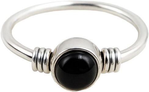 Natural Black Onyx Cabochon Solitaire Ring in 925 Sterling Silver Handmade Minimalist Women’s Jewelry in Saudi Arabia