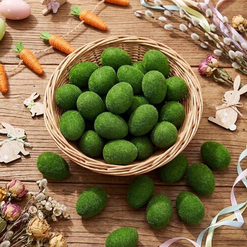 30 قطعة من بيض عيد الفصح الطحلب الاصطناعي مقاس 5.08 سم، بيضة عيد الفصح الخضراء الزائفة لحشو مزهرية مركزية لطاولة الربيع، كرة طحلب البيض الرغوية المزيفة لتزيين المنزل والحديقة والمزرعة in Saudi Arabia