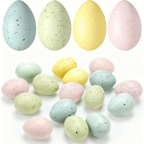 KOKABI مرقطة بيض عيد الفصح الديكور، 16 جهاز كمبيوتر شخصى 2.4 في بيض عيد الفصح الباستيل لسلة وعاء حشو المزهرية، بيض وهمية لعيد الفصح المركزية للطاولات ديكور ديكورات الربيع ريفي للمنزل in Kuwait