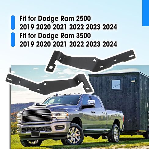 غطاء محرك السيارة المفصلي LED ضوء جبل خندق ضوء قوس مناسب لدودج رام 2500 3500 2019-2024، جانب السائق الأيسر وجانب الركاب الأيمن خندق غطاء محرك السيارة جبل بين قوسين 2 قطعة in Kuwait