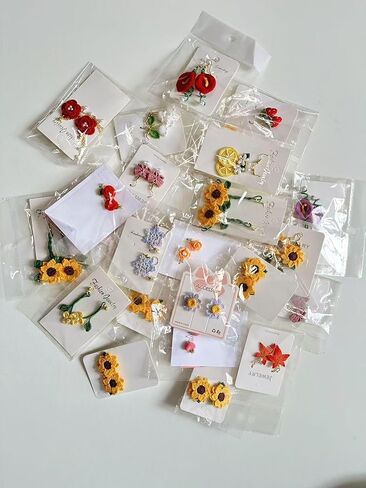 Handmade Crochet Earrings Mystery Box 2 Pairs of Floral Design Earrings Set Fresh and Artistic Handmade Jewelry Unique and Creative Gift in Saudi Arabia