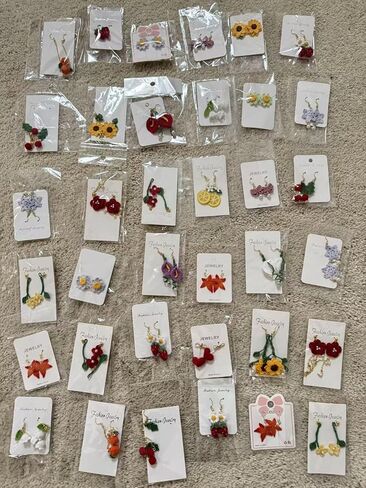 Handmade Crochet Earrings Mystery Box 2 Pairs of Floral Design Earrings Set Fresh and Artistic Handmade Jewelry Unique and Creative Gift in Saudi Arabia