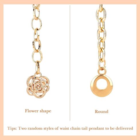 Linkidea Plus Size Chain Belt for Women, Rose Metal Chain Belt Women Belly Waist Chains, Extra Long Body Chain, 69 Inch Adjustable Chunky Belt Chain (XXXL), XXX-Large, Gold, ELJ-015-02 in Saudi Arabia