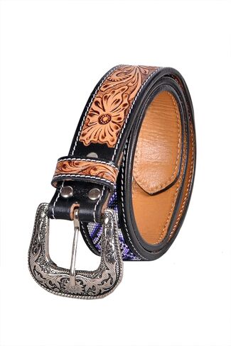 Affilare Western Tooled Leather Beaded Belt For Men and Women 30IS113 in Saudi Arabia
