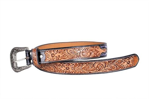 Affilare Western Tooled Leather Beaded Belt For Men and Women 30IS113 in Saudi Arabia