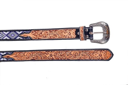 Affilare Western Tooled Leather Beaded Belt For Men and Women 30IS113 in Saudi Arabia