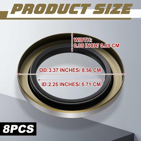 8 Pack Double Lip Grease Seal ID 2.250 x OD 3.376 Trailer Hub Wheel Grease Seal Replace 01003600 10-36 22333TB, 5200-7000lb Trailer Axles D42, GS-2250DL, 452920, 482920, AD3135E1, AD3135EO in Saudi Arabia