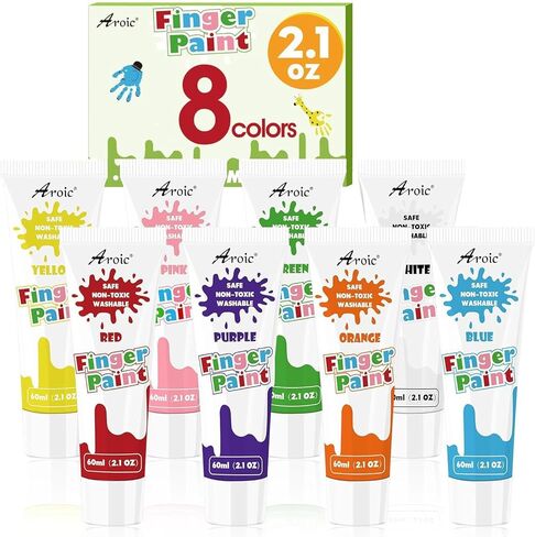 12 Color Washable Finger Paint set, Non Toxic Finger Paints Set with Gift Box for Kids Early Learning, Art Painting Supplies for Boys Girls Gifts, Hand Painting DIY Crafts in Saudi Arabia