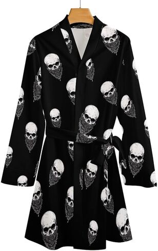 Bandana Skull Women's Print Robe Long Sleeve Belted Night Robes Sleepwear Loungewear in Saudi Arabia