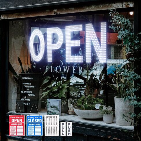 LED Open Signs for Business, 40"x14" Dimmable Large LED Open Light Up Sign with Hanging Installation for Salon Gym Cafes Store Office Bar Hotel Pubs (Cold White) in Saudi Arabia
