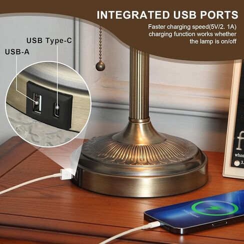 Newrays USB منفذ شحن سريع مصباح مكتب المصرفيين الزجاجي الأخضر ومصباح مكتب المصرفيين الزجاجي الأزرق in Kuwait