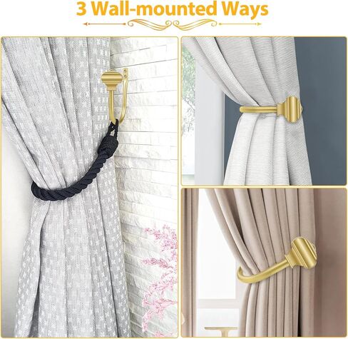 USFOOK Gold Wrap Around Double Curtain Rods 32 to 58 and 2 Pack Gold Curtain Holdbacks with Square Finials(Bundles) in Saudi Arabia