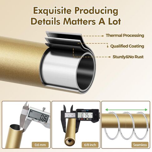 USFOOK Gold Wrap Around Double Curtain Rods 32 to 58 and 2 Pack Gold Curtain Holdbacks with Square Finials(Bundles) in Saudi Arabia