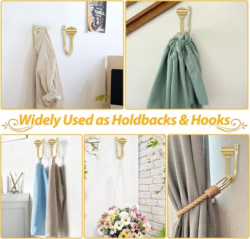 USFOOK Gold Wrap Around Double Curtain Rods 32 to 58 and 2 Pack Gold Curtain Holdbacks with Square Finials(Bundles) in Saudi Arabia
