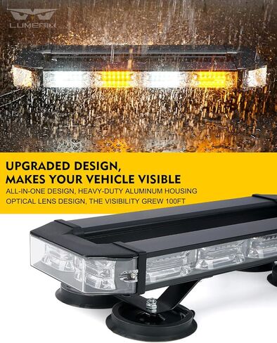 LUMENIX White Amber 72 LED Rooftop Emergency Strobe Light Bar and 70 Inch Running Board Emergency Strobe Lights Strip Bundle in Saudi Arabia