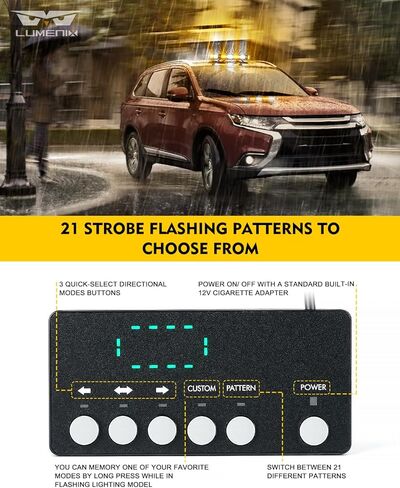 LUMENIX White Amber 72 LED Rooftop Emergency Strobe Light Bar and 70 Inch Running Board Emergency Strobe Lights Strip Bundle in Saudi Arabia