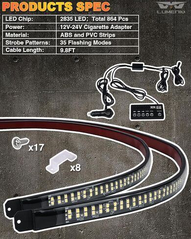 LUMENIX White Amber 72 LED Rooftop Emergency Strobe Light Bar and 70 Inch Running Board Emergency Strobe Lights Strip Bundle in Saudi Arabia