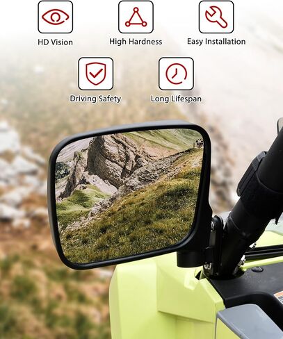 مرايا جانبية لـ Yamaha RMAX، مرايا رؤية خلفية محدبة وقابلة للتعديل وقابلة للتعديل لـ Yamaha Wolverine RMAX2 / RMAX4 1000 2021-2025، قطعتان in Saudi Arabia