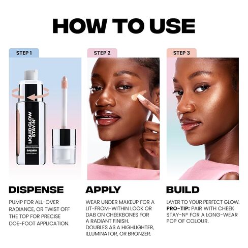 Sacheu Liquid Glow STAY-N Liquid Highlighter & Illuminator Makeup — 30ml Long Lasting Luminous Glow Lightweight Dewy Finish, Glow Getter in Kuwait