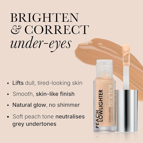 Rodial Peach Lowlighter، حجم مناسب للسفر، 0.05 أونصة سائلة، مرطب صغير تحت العين ومصحح لون الخوخ مع حمض الهيالورونيك وفيتامين E والكافيين للحصول على إشراقة طبيعية ناعمة in Kuwait