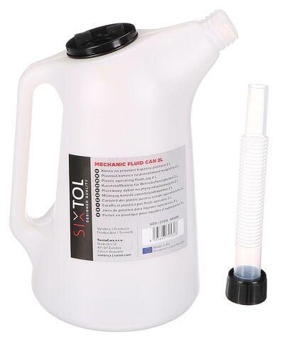 SIXTOL Mechanical Fluid Can 2L Plastic Pouring Can for Operating Liquids Flexible Spout Chemical Resistant Workshop Jug Measuring Scale in Saudi Arabia