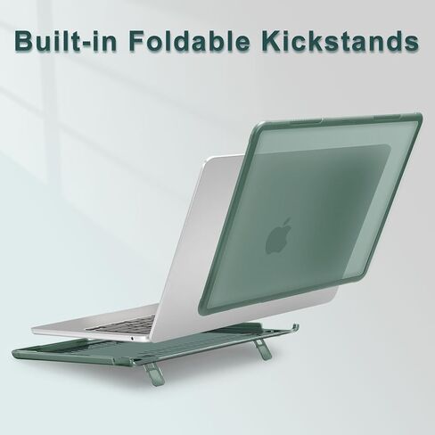 MOSISO Compatible with MacBook Air 13 inch Case 2024-2022 M3 A3113 M2 A2681,Heavy Duty Shockproof Hard Case with Fold Kickstand&Keyboard Skin&Screen Film&Type C&Neoprene Briefcase Bag, Emerald Green in Saudi Arabia