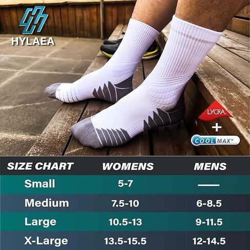 6 أزواج من جوارب الجري للرجال من Hylaea، جوارب Coolmax مبطنة مضادة للبثور للرياضيين، ماصة للرطوبة وبدون خياطة مقاس XL رمادي فاتح رمادي داكن أسود وأبيض طراز 2 in Kuwait