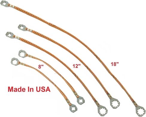 (Multi-Pack) Universal 8"+12"+18" Inch (20cm+30cm+45cm) Copper Ground/Bonding Straps. Made in USA in Saudi Arabia