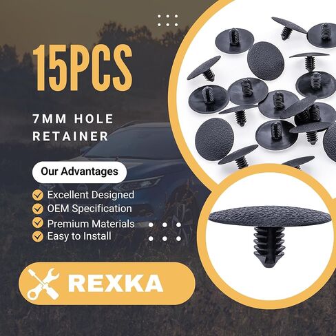 Rexka 15 قطعة 7 مم ثقب الحاجز بطانة سبلاش درع غطاء محرك السيارة العزل التجنيب كليب W708633-S300 لفورد F150 برونكو إسكيب فوسيو فييستا فليكس MKC MKT W708633S300 in Saudi Arabia
