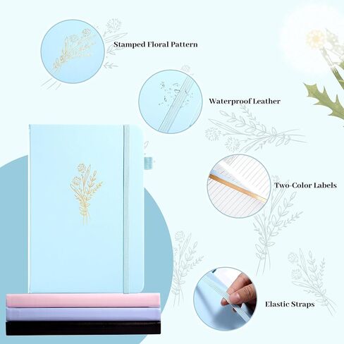 CAGIE Hardcover Journal Supplies for Work Note Taking Diary, 5.7x8.3 In, Green and 192 Pages A5 Hardcover Aesthetic Floral Diary, 5.7 x 8.3 In, Blue in Saudi Arabia