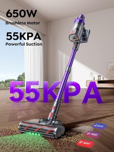 SMOTURE Cordless Vacuum Cleaner, 650W 55KPA 70Mins Vacuum Cleaners for Home, Cordless Stick Vacuum with LED Touch Screen, Anti-Tangle Wireless Vacuum, Handheld Vacuum for Pet Hair/Carpet/Floor in Kuwait