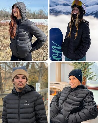 سترة Venustas للجنسين مع بطارية (أسود، 3X-Large) وقفازات ساخنة (أسود، XX-Large)، حزمة، حرارة الجسم 6 مناطق ودفء اليد 14 ساعة، مقاوم للماء والرياح للبرد الشديد in Saudi Arabia