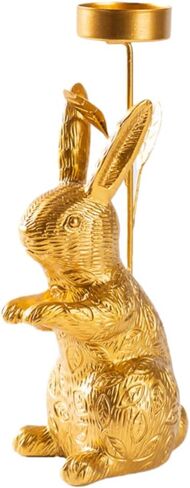 Gold Bunny Tealight Candle Holder, Easter Rabbit Decorations, Vintage Rustic Candlestick Pedestal, Centerpieces Decor for Fireplace Mantle Dining Table (B) in Saudi Arabia