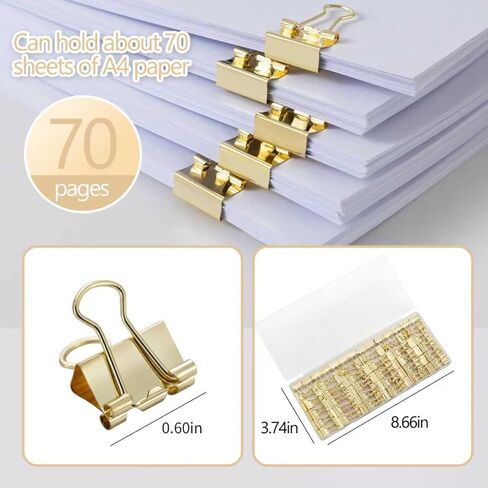 120 Pack Mini Binder Clips, Binder Clips, Small Paper Clips 15mm 5/8 Inch. Micro Size Office Clips for Home School Office and Business (Gold) in Saudi Arabia
