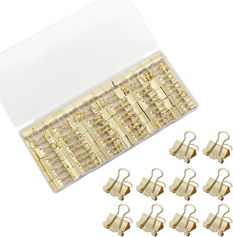 120 Pack Mini Binder Clips, Binder Clips, Small Paper Clips 15mm 5/8 Inch. Micro Size Office Clips for Home School Office and Business (Gold) in Saudi Arabia