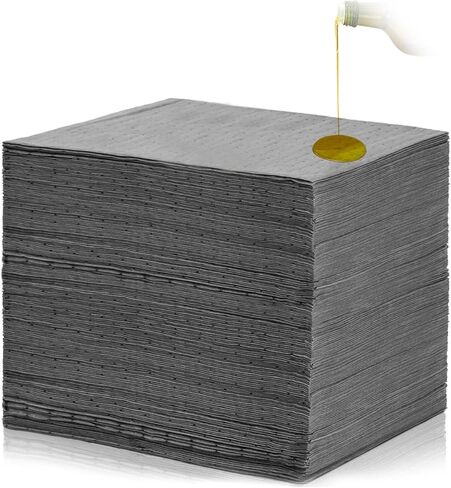 100 Pcs Oil Absorbent Pads, 9.8 x 13 Inch Oil Spill Mat Weight Dimpled Pad Garage Accessories Dry Oil Pads Water Absorbent Mat for Home, Basement, Automotive, Workshop, Grey in Saudi Arabia