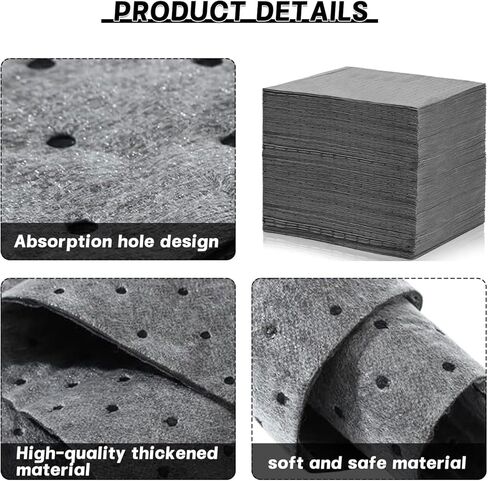 100 Pcs Oil Absorbent Pads, 9.8 x 13 Inch Oil Spill Mat Weight Dimpled Pad Garage Accessories Dry Oil Pads Water Absorbent Mat for Home, Basement, Automotive, Workshop, Grey in Saudi Arabia