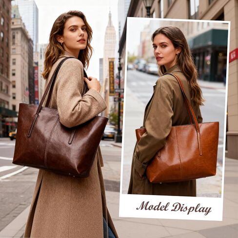 Genuine Leather Tote Bags, Shoulder Bag for Women, Top Handle Handbag Large Capacity, Work Tote Purse in Kuwait