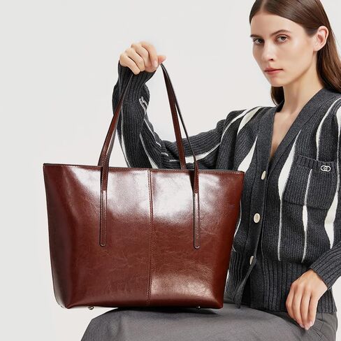 Genuine Leather Tote Bags, Shoulder Bag for Women, Top Handle Handbag Large Capacity, Work Tote Purse in Kuwait