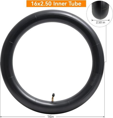 أنبوب بوتيل داخلي بديل 16 × 2.50، أنبوب دراجة 16 × 2.5 بوصة مع ساق صمام منحني CR202 متوافق مع الدراجات الكهربائية والدراجات ودراجات BMX والدراجات البخارية مع إطارات محور العجلة 16 بوصة (قطعتان) in Kuwait